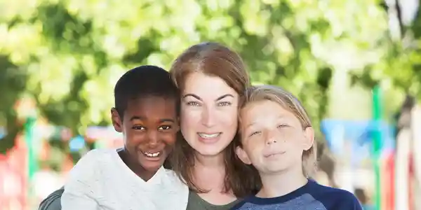 Mother with two children